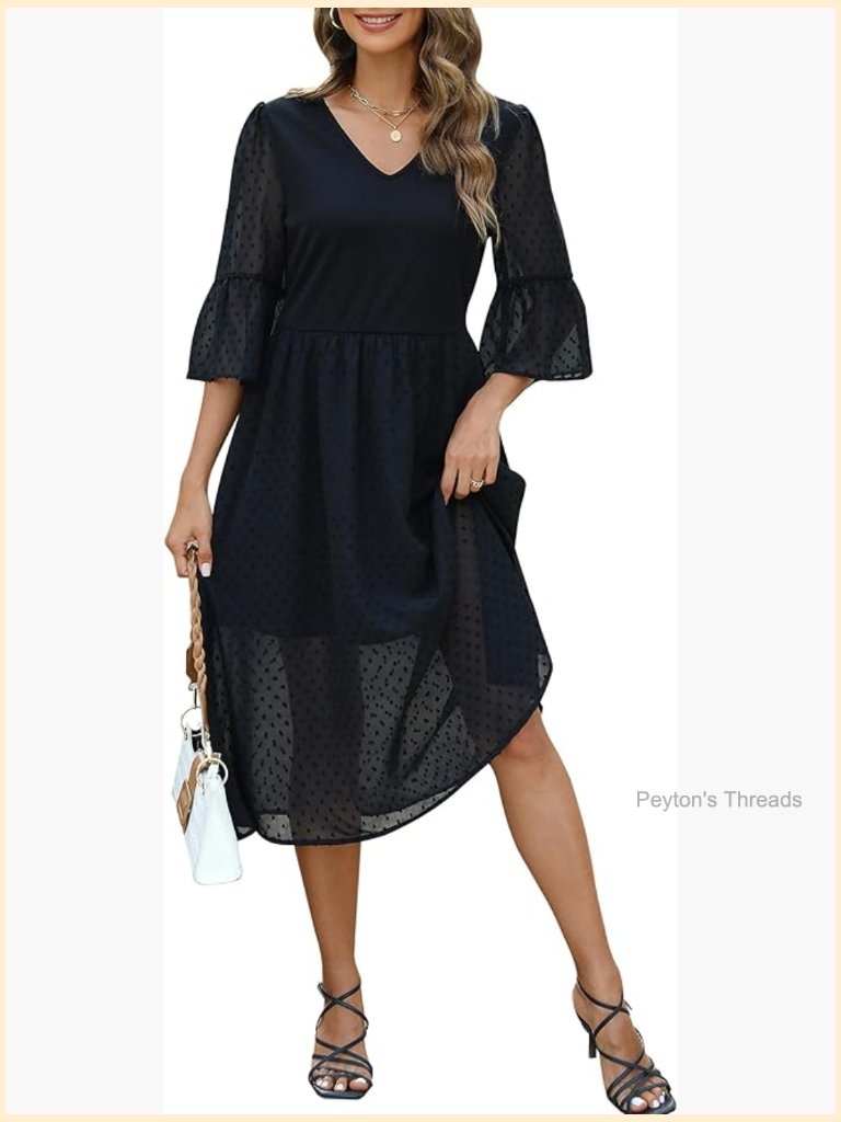 Chiffon Flowy Shift Mini Dress V Neck Ruffle Short Sleeve Sun Dress